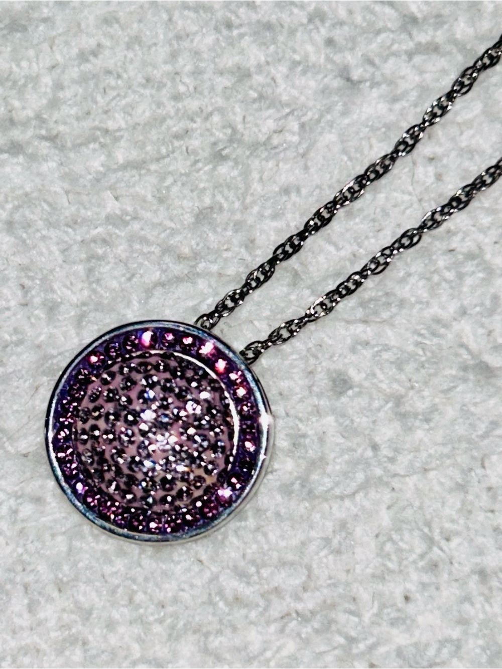 New in gift box purple Swarvoski crystal pendant necklace sterling silver 18" - Picture 2 of 7